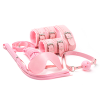 Ensemble de 6 pièces en PU pour la bondage, ensemble de bondage pour lit, jeu de flirt pour couples, produits sexuels pour adultes, kit de bondage SM, esclave sexuel, loup noir