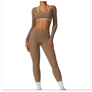 Ensemble de yoga sans couture : Leggings taille haute et soutien-gorge de sport – Tenue de sport pour l'entraînement, la gym et les séances de yoga pour femmes - Product Image 5