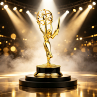 Trophée en alliage de zinc plaqué or style Emmy avec impression UV, statue de récompense gravée sur mesure pour cérémonie, souvenir, cadeau