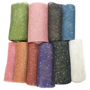 S593 malha de stretch com strass, guarnição de malha com cristais, stretch, quintal, malha de strass