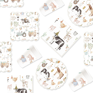 Platos de Papel Desechables con Diseño de Granja (Vacas, Gallinas, Cerdos) de DAMAI, para Fiestas Infantiles - Product Image 6