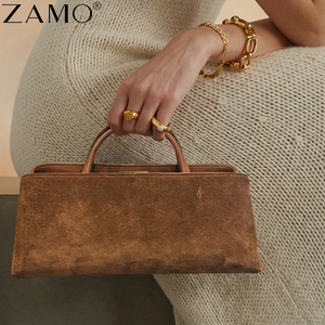Bolso de mano de cuero genuino y ante para mujer, estilo vintage, con asa superior, tipo East West, elegante, para uso diario, proveedor OEM personalizado - Product Image 1