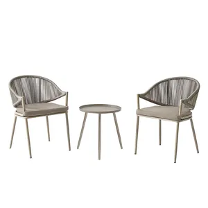 Mobilier de jardin moderne et luxueux pour l'extérieur Chaises de patio pour balcon et bistrot Chaise tressée en corde