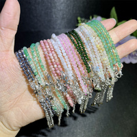 Bracelet artisanal en pierres précieuses, perles facettées en cristal de 3 mm, bracelet ajustable pour femme, bijoux
