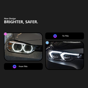 Faros Delanteros para <span class=keywords><strong>BMW</strong></span> Serie 3 F30 2012-2019, Estilo G20, Carcasa Negra, Doble Gancho, Luces LED DRL, Proyector - Product Image 3