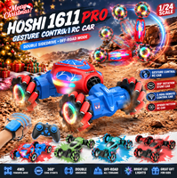 Coche de acrobacias RC HOSHI 1611 PRO 1/24 2.4G con control por gestos y reloj, rotación 360°, 2 baterías, en stock en EE. UU., ideal para regalos de Navidad