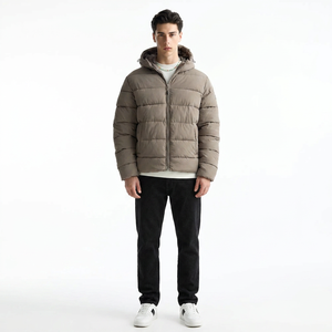 Veste matelassée légère en toile de qualité supérieure, col montant, logo frontal, coupe-vent, chaude pour l'hiver, style bomber, pour homme - Grande Vente - Product Image 1