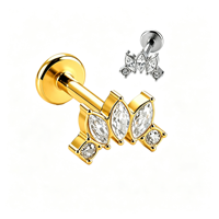 Boucles d'oreilles pendantes Freya en acier inoxydable 316L avec zircon cubique, à visser, pour piercing hélix, tragus, nez et bijoux de corps