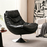 Fauteuil en cuir italien moderne haut de gamme, élégant et luxueux, marron, pour salon, vente en gros, fauteuil de détente pivotant et confortable