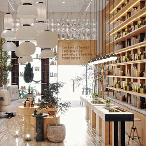 Estantes de exhibición de tienda de maquillaje de lujo y gabinete de madera Iluminación LED Tienda de perfumes Decoración de diseño de interiores - Product Image 1