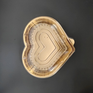 Oem Pet nhựa vàng hình trái tim hộp với nắp cho dâu tây trái cây sô cô la kẹo Sushi bánh - Product Image 3