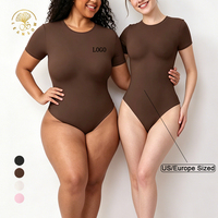 Body moulant femme taille haute style streetwear, double épaisseur, qualité supérieure, fabrication européenne et américaine