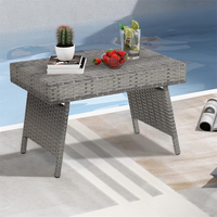 Table d'appoint rectangulaire en osier de haute qualité, pliable, en rotin, pour meubles de patio