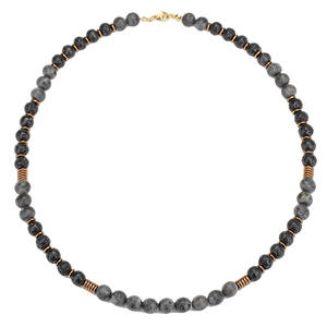 Kalung manik-manik batu alami 10mm untuk pria, Kalung Lava dengan perhiasan buatan tangan Labradorite mata harimau - Product Image 5