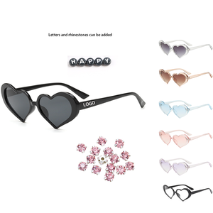 Gafas de sol hechas a mano con estilo unisex con marco de PC azul Linda chica amor gafas de sol letras inglesas personalizadas y diamantes de imitación - Product Image 2