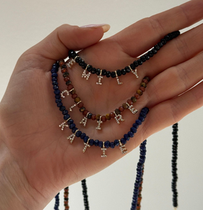 قلادة خرز مخصصة من الفضة عيار 925 مع أحجار كريمة، تصميم بسيط مصنوع يدويًا للنساء، هدية مجوهرات فضية - Product Image 2