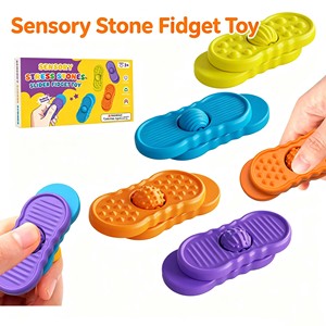 Sensory Stress Stones Fidget <b>Toy</b> Silicone Multi-Texture Slider <b>Anxiety</b> Relief Calming ADHD Autism Kids <b>Adults</b> 4 Pack Wholesale - Product Image 1