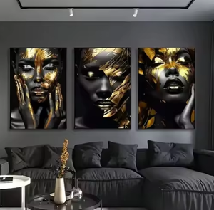 Stampa su Tela di Ritratto Femminile Astratto Dorato, Arte Murale alla Moda per Decorazione di Soggiorno e <span class=keywords><strong>Camera</strong></span> <span class=keywords><strong>da</strong></span> <span class=keywords><strong>Letto</strong></span> - Product Image 4