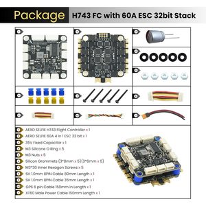 Controlador de vuelo AERO Selfie H743 60A 32 bits ESC 30x30 Stack admite 2-6S LiPo Dual IMU brújula barómetro para Drones de carreras - Product Image 6