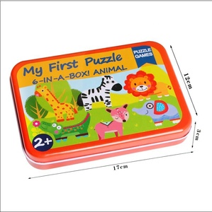Baby 6-in-1 ijzeren doos dieren houten puzzelspel voor kinderen Montessori vroeg educatief speelgoed 2024 populaire kinderpuzzels - Product Image 5