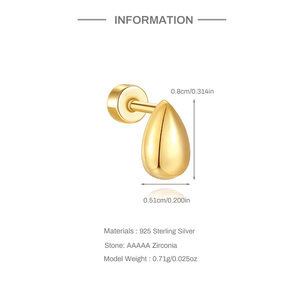 Pendientes Minimalistas Clásicos de Alta Calidad, Chapados en Oro S925, con Diseño Simple de Estrella y Gota de Agua - Product Image 1