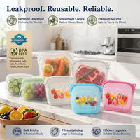 Sacs de conservation alimentaire en silicone magnétiques réutilisables, anti-fuite, conformes LFGB et sans BPA, pour aliments congelés et voyages
