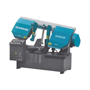 Pivot-Sierra de banda Horizontal tipo G4038, máquina semiautomática para trabajar el Metal con 380mm de capacidad