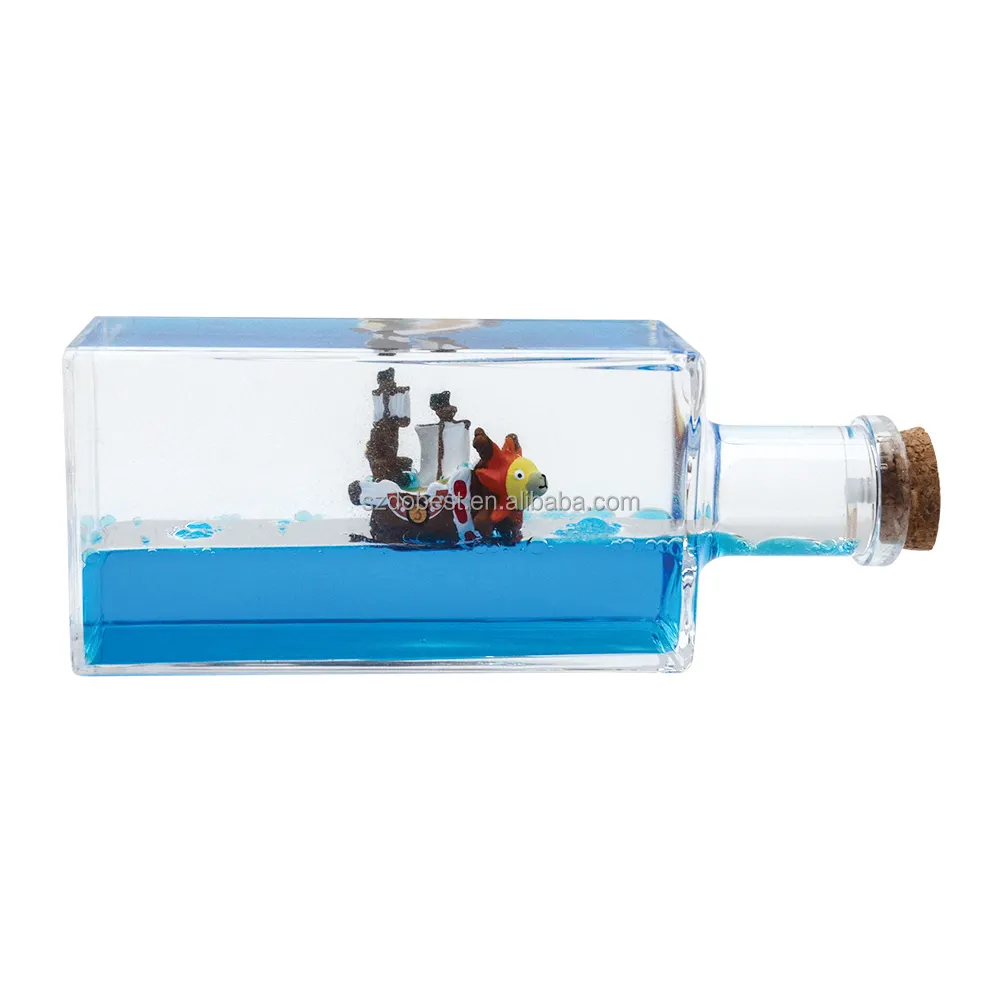 Thousand Sunny fluid Ship líquido pisapapeles cristal barcos drift botella decoración de escritorio