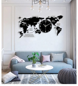 Nhà Văn Phòng Trang Trí Nội Thất Sáng Tạo Bản Đồ Thiết Kế Diy Rõ Ràng Acrylic Đồng Hồ Treo Tường Công Nghiệp - Product Image 1