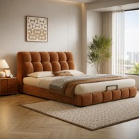 Lit plateforme en chenille taille Queen avec rangement à ouverture latérale pour chambre d'appartement