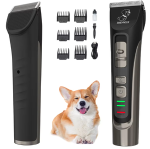 Recortador de pelo para mascotas recargable de bajo ruido, cortadora de pelo <span class=keywords><strong>DogCat</strong></span> inalámbrica de alta potencia con pantalla LED, herramienta de afeitadora de aseo con logotipo personalizado OEM - Product Image 2