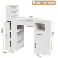 Table de manucure professionnelle Big Lots pour une personne, table de salon de beauté avec collecteur de poussière et étagères