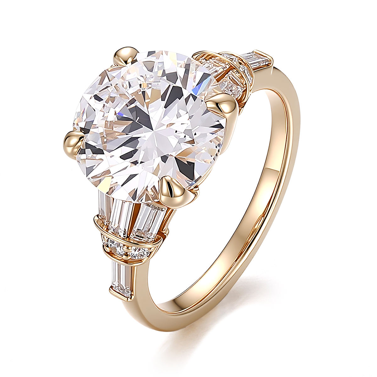 แหวนทองแท้ 14K ประดับเพชรแล็บ