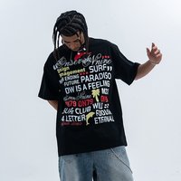 T-shirt blanc graphique pour homme, coupe oversize, manches courtes, streetwear, tee-shirt décontracté, haut d'été