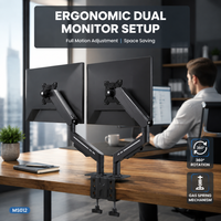 Soporte de Brazo para Dos Monitores de 17 a 32 Pulgadas, con Abrazadera en C para Escritorio, Rotación de 360 Grados, VESA 75x75 100x100