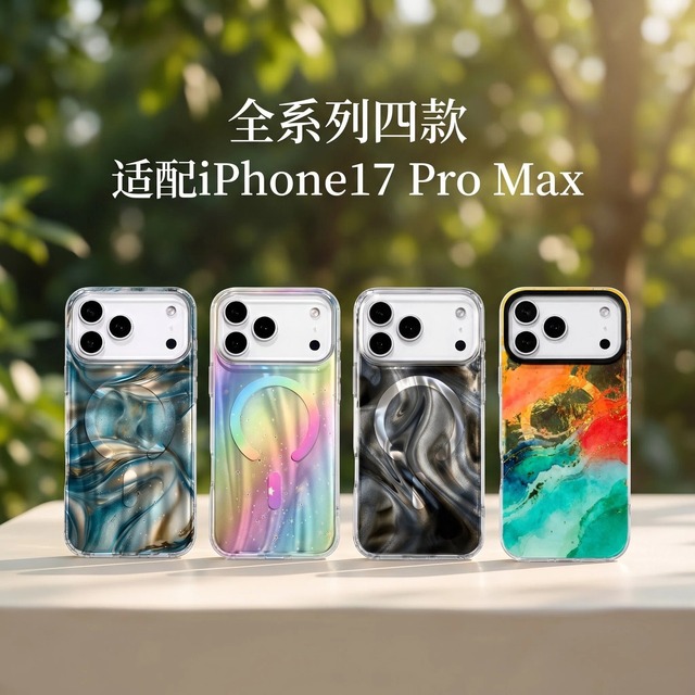 IMD Double-layer Water Ripple Texture Rainbow Aurora Laser Phone Case for iPhone 18Pro 17 16 15 Pro Max 14 13 Magnetic Cover