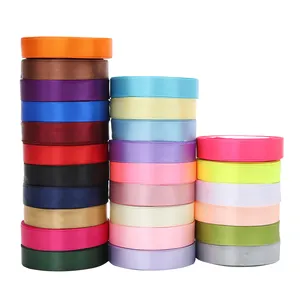 Wholesale Satin Ribbon Suppliers Large Stocked Custom Solid Single Double Face Polyester Satin Ribbon