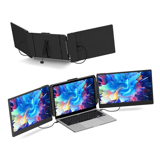 Portable 12-Inch FHD IPS Dual Screen Gaming Monitor 60Hz LCD Extender 1920x1080 Display 2 Type C Interface Speakers for Laptop
