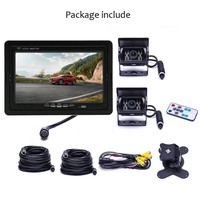 Caméra de recul de vision nocturne pour aviation, 4 broches, avec moniteur quadruple 7 pouces à écran partagé pour système de caméra de voiture et camion