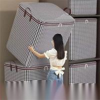 Sac de rangement pour vêtements à motif pied-de-poule, boîte de rangement en tissu pour armoire, panier de rangement, housse anti-poussière, ensemble de sacs de déménagement