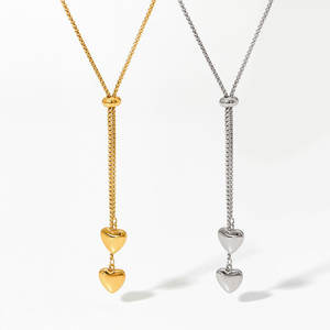 Collar colgante de moda chapado en oro PVD de 14K y 18K, de acero inoxidable 316L personalizado, joyería fina, collar tipo lariat con forma de corazón para mujer. - Product Image 3