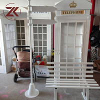 ZKAI Accessoires de mariage : Ensemble cabine téléphonique blanche vintage, support pour livre d'or audio et boîte aux lettres, pour décoration de mariage