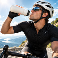 Bouteille d'eau en plastique sans BPA pour vélo, 610 ml, avec logo personnalisé, anti-fuite, pour sports de plein air, course à pied, cyclisme, bouteille souple