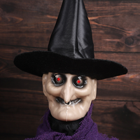 Panier à bonbons électrique d'Halloween avec lumière LED, sorcière animatronique, décoration d'horreur pour Halloween, pour la collecte de bonbons ou de farces