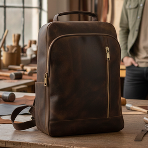 Designer Luxury 15.6 Inch Crazy <strong>Horse</strong> Leather Laptop <strong>Backpack</strong> for Men Custom Business Travel Bag for Outdoor Activities - Product Image 2