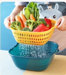 2025 Kitchen Multifunctional <b>Basket</b> Drain Frame Double Drain <b>Basket</b> Set of Six Thickened <b>Sink</b> Household Fruit Bowl - Product Image 1