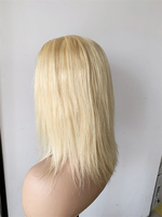 Wig Rambut Manusia Asli Pirang 613 Lurus Tanpa Proses CF196, Wig Full Lace dengan Free Part untuk Kepang, Harga Pabrik, 8 Inci hingga 10 Inci