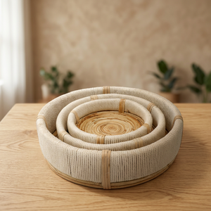 2026 New Model Round jute Woven <b>Basket</b> with Lid Rattan Rope Storage Bin Natural Cotton Rope Organizer for Home Kitchen - Product Image 1