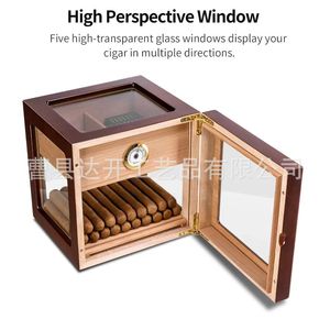 Humidor Cuadrado de Madera para Cigarros, Caja de Almacenamiento de Escritorio a Prueba de Humedad, Hecha de Madera de Cedro Sólido - Product Image 5