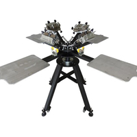 Machine d'impression manuelle, rotative, 4 écrans, 4 Table, 1 couleur